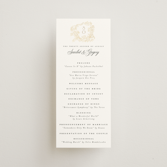 "Rococo" - Wedding Programs in Pearl by Jenna Holcomb - Front