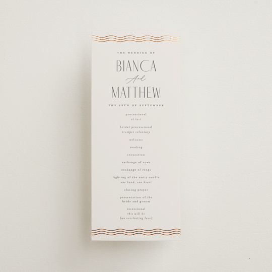 "Newberry" - Wedding Programs in Bisque by Kristie Kern - Front