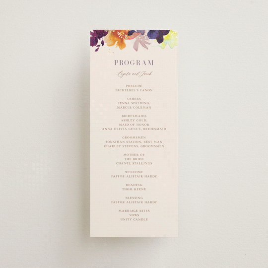 "Bouquet" - Wedding Programs in Cream by Lori Wemple - Front