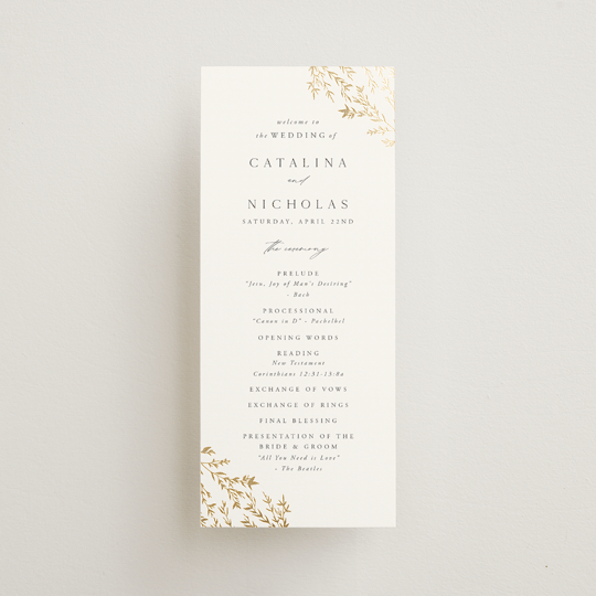 "Swoon" - Wedding Programs in Cotton by Carolyn Nicks - Front