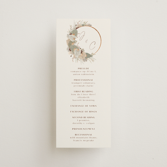 "Jasmine" - Wedding Programs in Dusk by Susan Moyal - Front