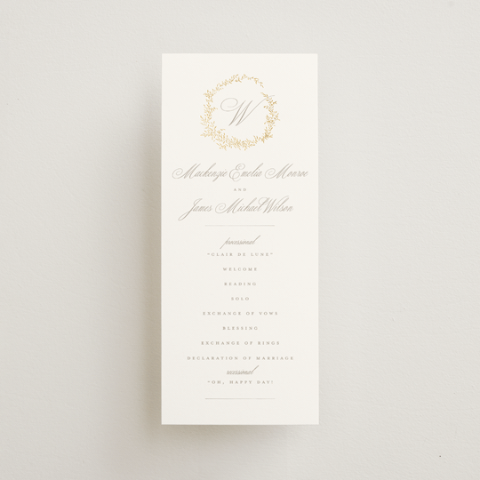 "Romantic Wreath" - Wedding Programs in Chantilly by Wildfield Paper Co - Front