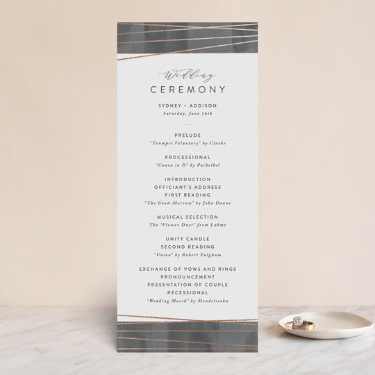 "Geo Chic" - Wedding Programs in Charcoal by Hooray Creative - Front