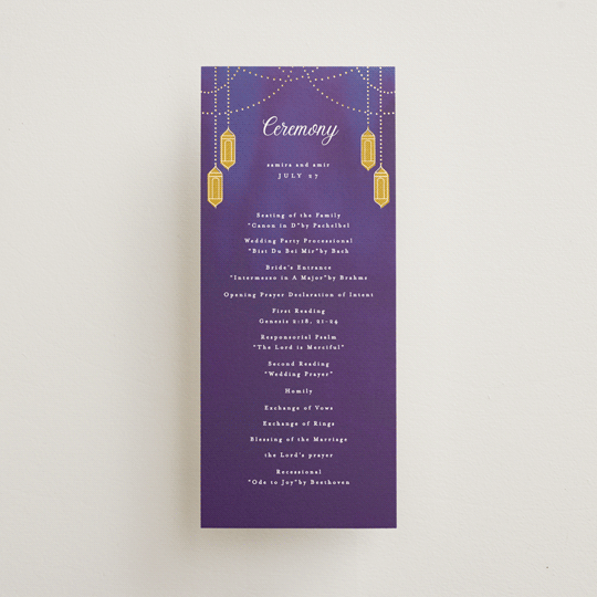 "Whole New World from Disney's Aladdin" - Wedding Programs in Aubergine by Creo Study - Front