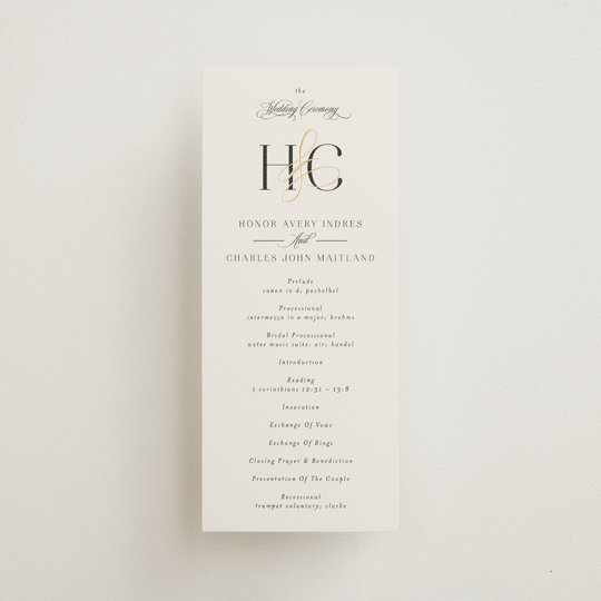 "HONOR" - Wedding Programs in Ivory by Melanie Kosuge - Front