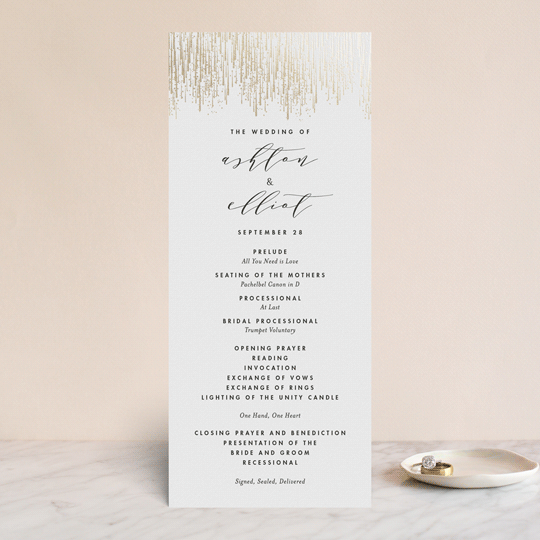 "Sparkle + Shine" - Wedding Programs in Snow by Kristie Kern - Front
