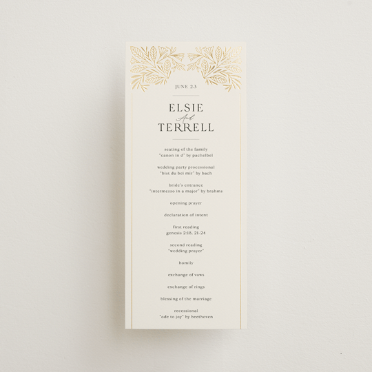 "Baroque" - Wedding Programs in Cream by Jen Owens - Front