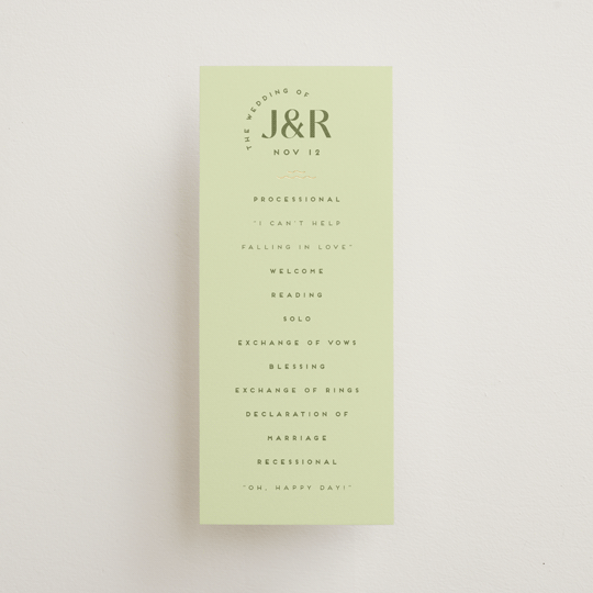 "News!" - Wedding Programs in Kiwi by Claudia Orengo - Front