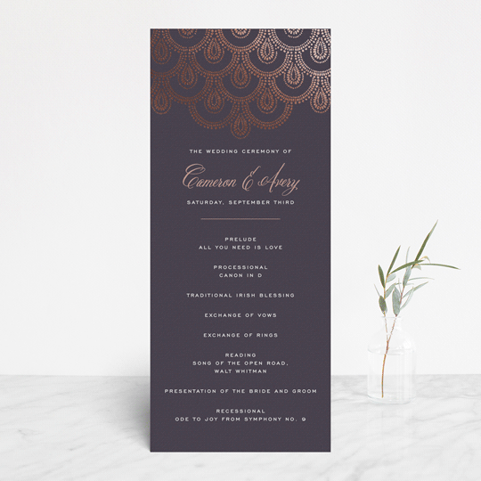 "Captivating" - Wedding Programs in Plum by Design Lotus - Front