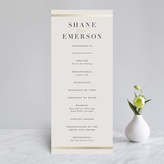 "Bold Classic" - Wedding Programs in Gold by Jessica Williams - Front
