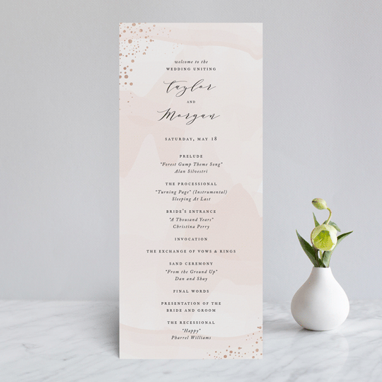 "Formal Watercolor" - Wedding Programs in Bashful by Jennifer Postorino - Front