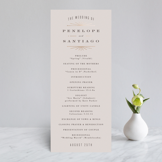 "Art Deco Border" - Wedding Programs in Blush by Hooray Creative - Front