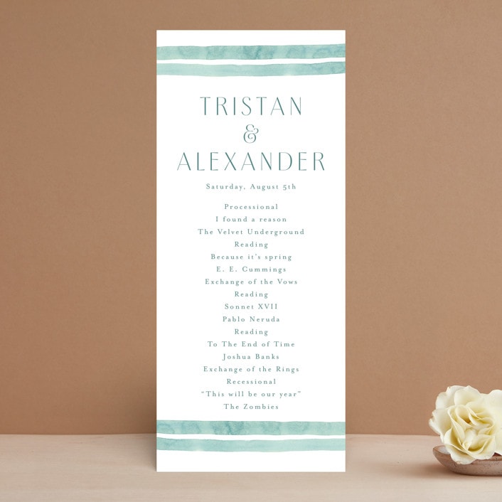 "Tidal Stripe" - Wedding Programs in Sky by Katharine Watson - Front
