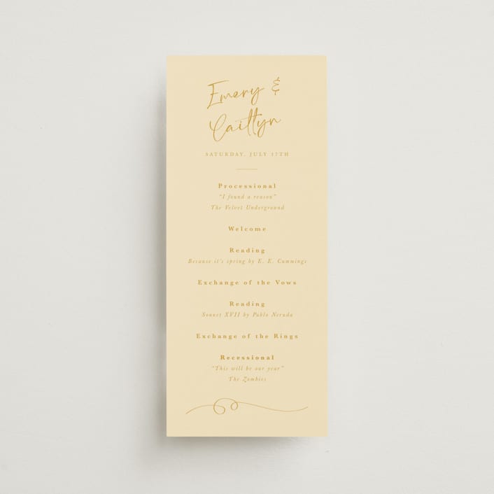 "Ink scribble" - Wedding Programs in Honey by Adelyn T. - Front