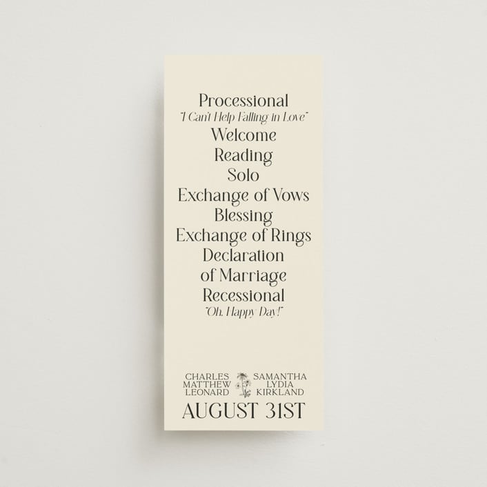 "Floral Emblem" - Wedding Programs in Cream by Baumbirdy - Front