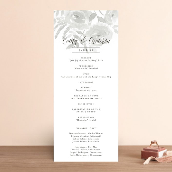 "Watercolor Floral" - Wedding Programs in Fog by Jill Means - Front