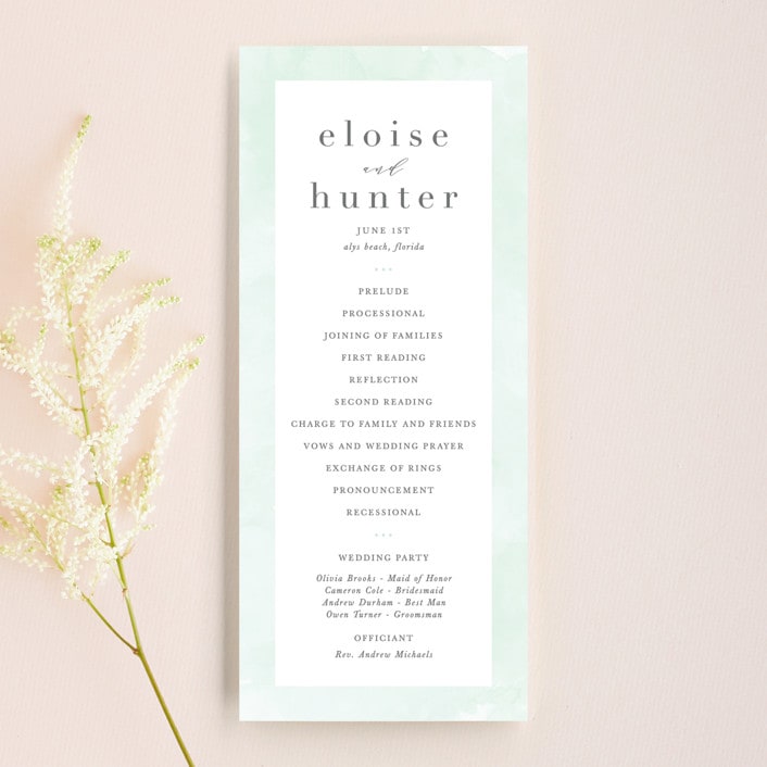 "Caliza" - Wedding Programs in Seafoam by Lauren Chism - Front