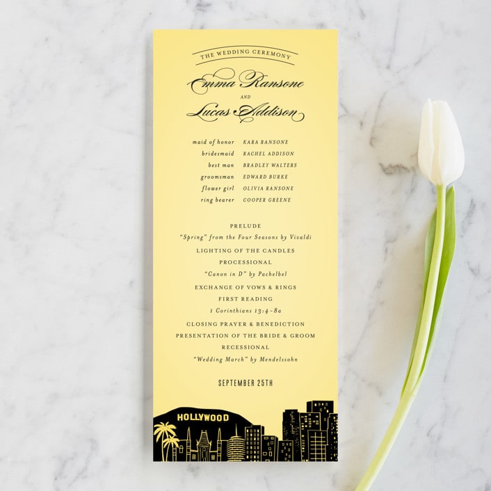"Big City - Los Angeles" - Wedding Programs in Lemondrop by Hooray Creative - Front