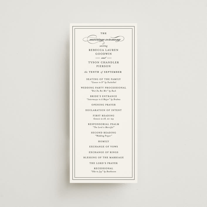 "Eloquence" - Wedding Programs in Vanilla by Kimberly FitzSimons - Front