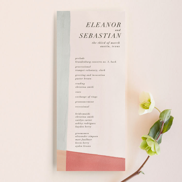 "Eleanor" - Wedding Programs in Rose by Creative Parasol - Front