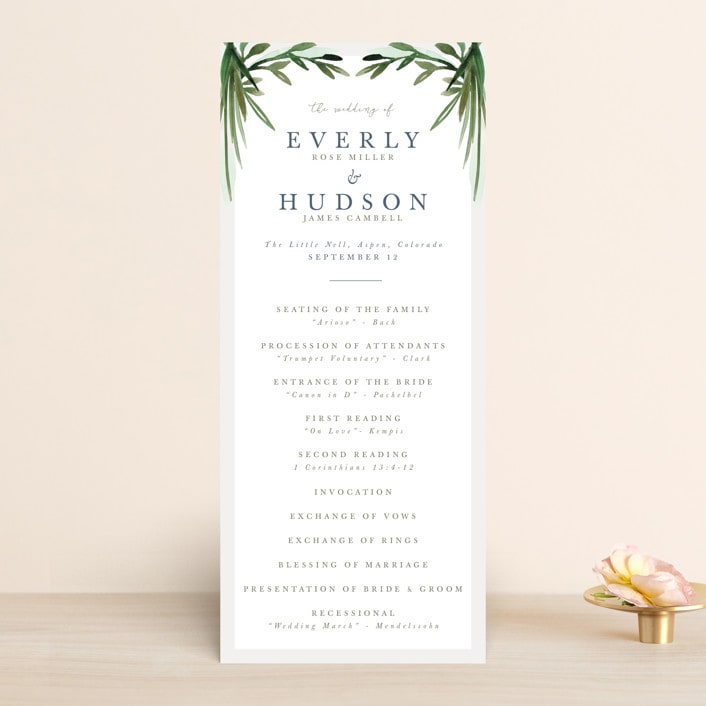 "Botanical Frame" - Wedding Programs in Fern by Kate Ahn - Front