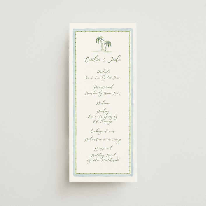 "Alento" - Wedding Programs in Celeste by Pati Cascino - Front