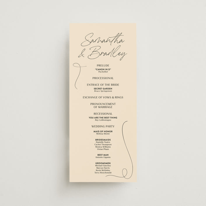 "French Whimsy Script" - Wedding Programs in Champagne by Wallace Design Co. - Front