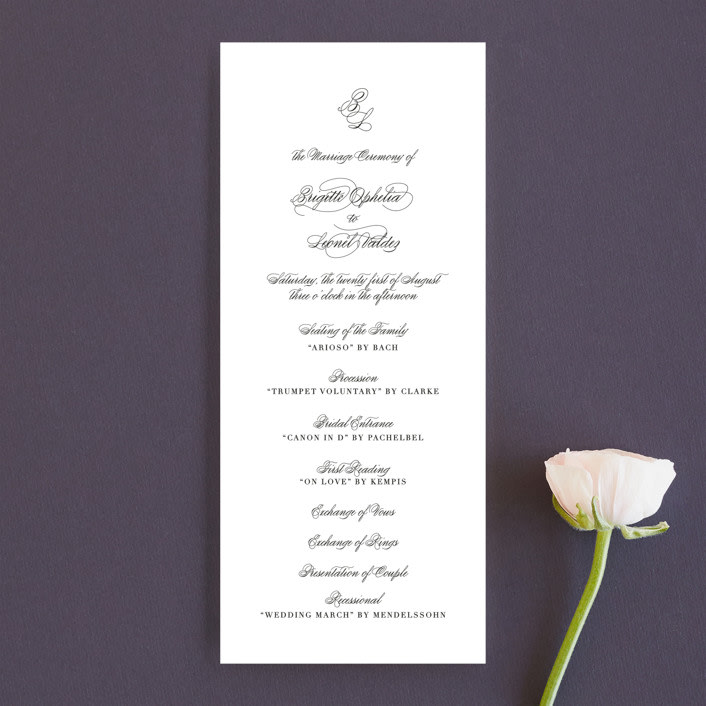 "One and Only" - Wedding Programs in Classic Bride by Design Lotus - Front