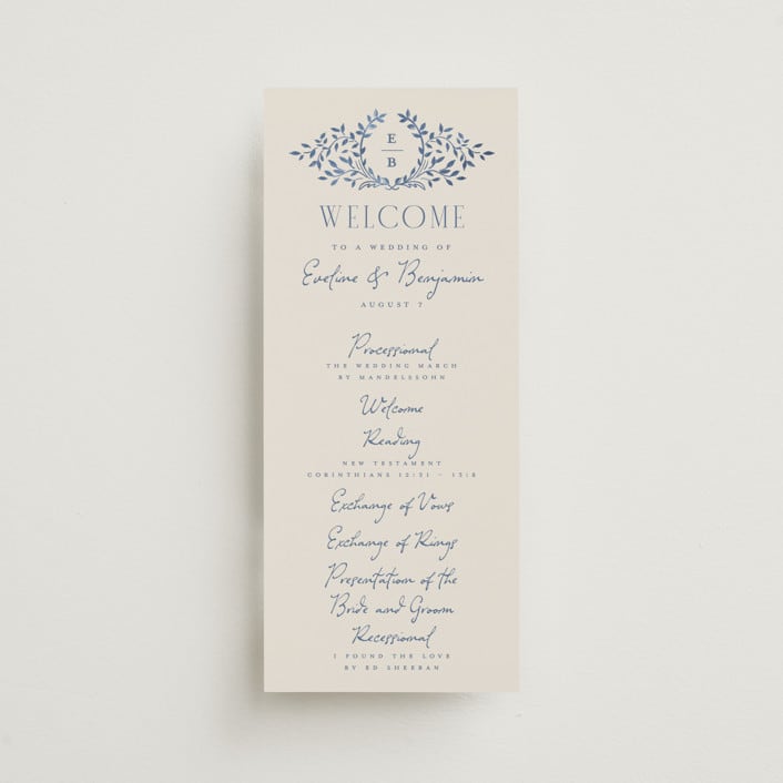"Pavilion" - Wedding Programs in Navy by Petra Kern - Front