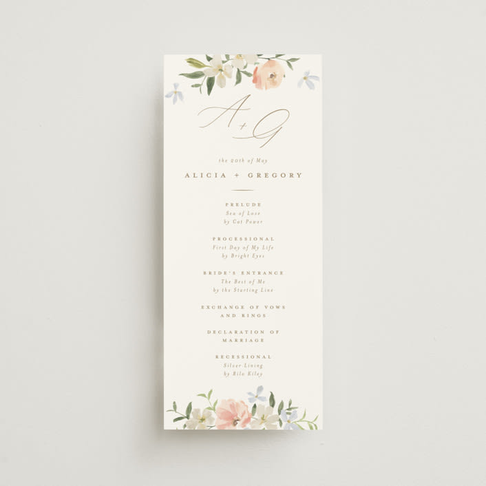 "Garden View" - Wedding Programs in Peach by Everett Paper Goods - Front