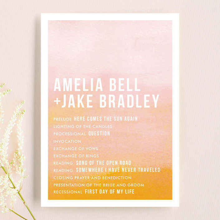 "Ombre" - Wedding Programs in Orange by Dean Street - Front