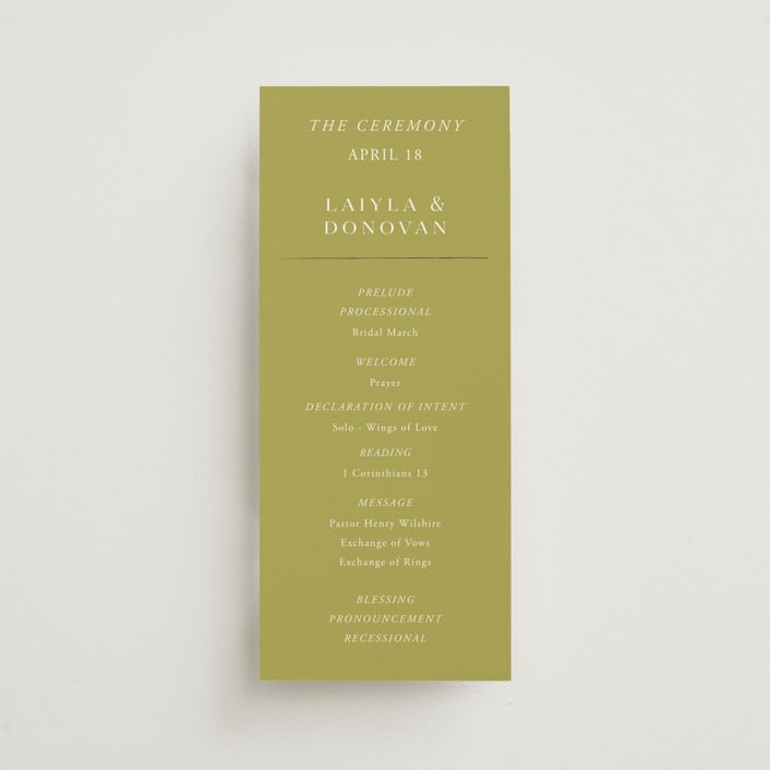 "Savanna" - Wedding Programs in Fern by Lindsay Megahed - Front