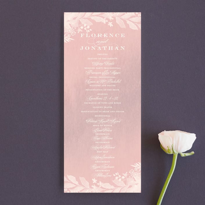 "Summer Bliss" - Wedding Programs in Blush by Grace Kreinbrink - Front