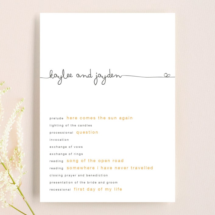 "The Happy Couple" - Wedding Programs in Tangerine by R studio - Front