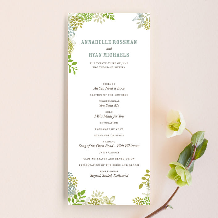 "Fling" - Wedding Programs in Clover by Andrea Mentzer - Front