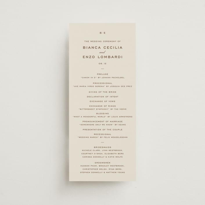 "Campania" - Wedding Programs in Limone by Megan Davis - Front
