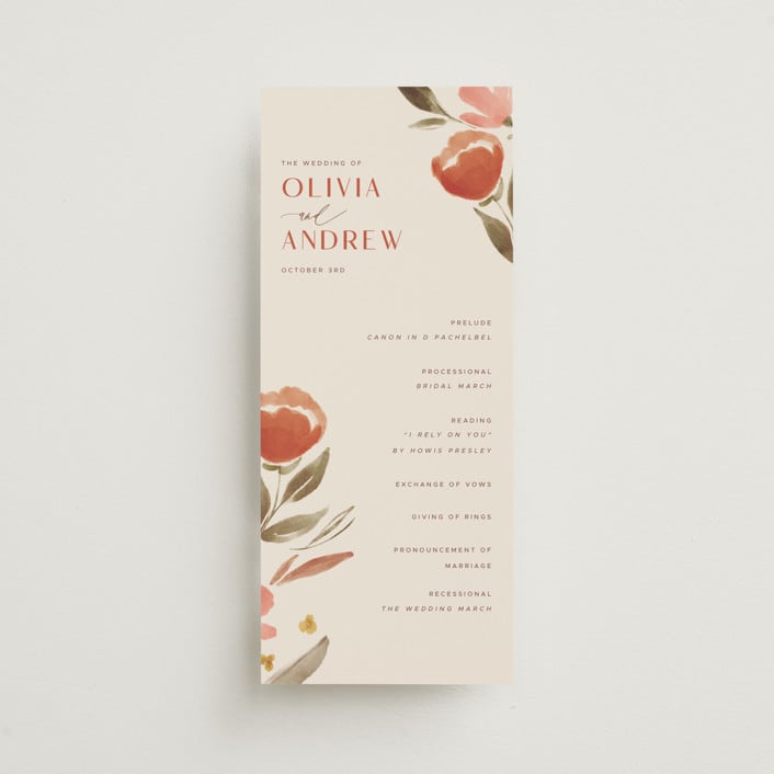 "Giardino" - Wedding Programs in Saffron by Vera Lim - Front