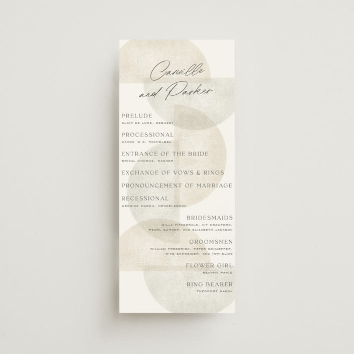 "Camille" - Wedding Programs in Stone by Jackie Crawford - Front