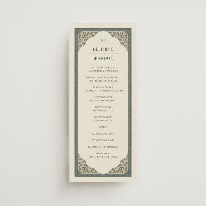 "Century" - Wedding Programs in Robins Egg by Jen Owens - Front
