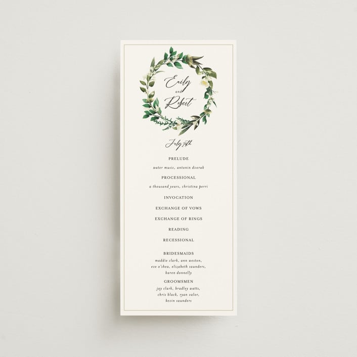 "Fresh Classic" - Wedding Programs in Porcelain by Susan Moyal - Front