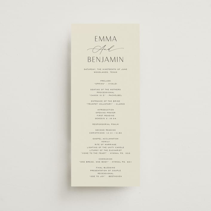 "Glide" - Wedding Programs in Porcelain by Jennifer Postorino - Front