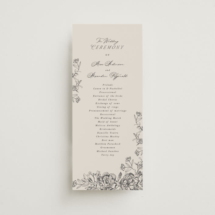 "etched floral" - Wedding Programs in Stone by Phrosné Barwood - Front