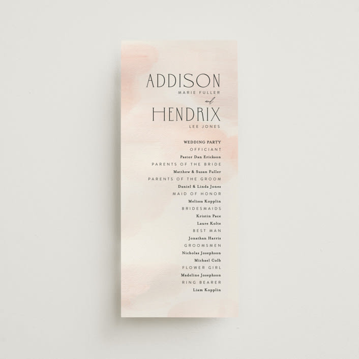 "First light" - Wedding Programs in Blush by Itsy Belle Studio - Front