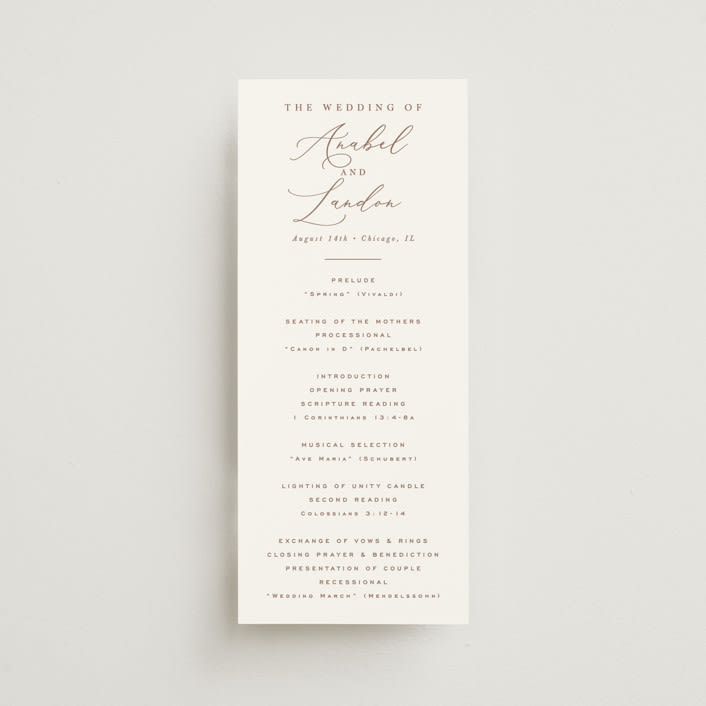 "Luxe script" - Wedding Programs in Pearl by Hooray Creative - Front