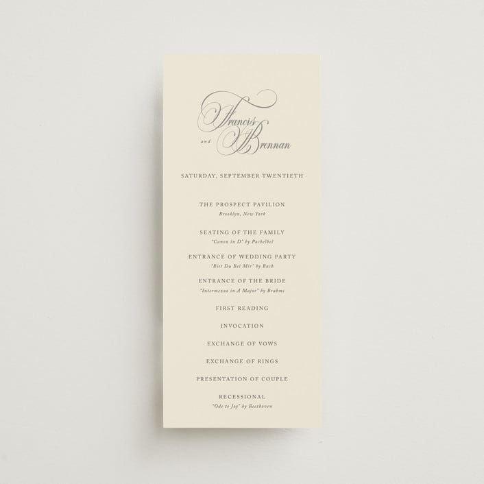 "Wonderful Tonight" - Wedding Programs in Oreo Creme by Design Lotus - Front