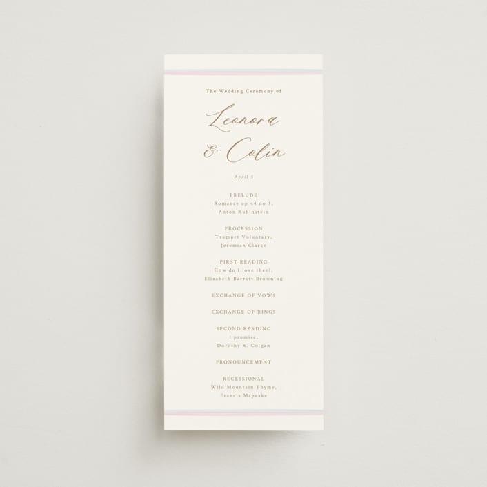 "Vintage Whimsy" - Wedding Programs in Peony by Corinne Malesic - Front