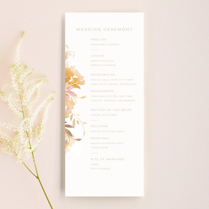 "Garden" - Wedding Programs in Peach by Lori Wemple - Front