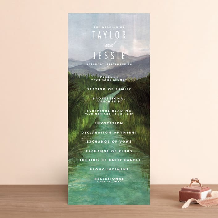 "Adventure Begins" - Wedding Programs in Forest by Elly - Front