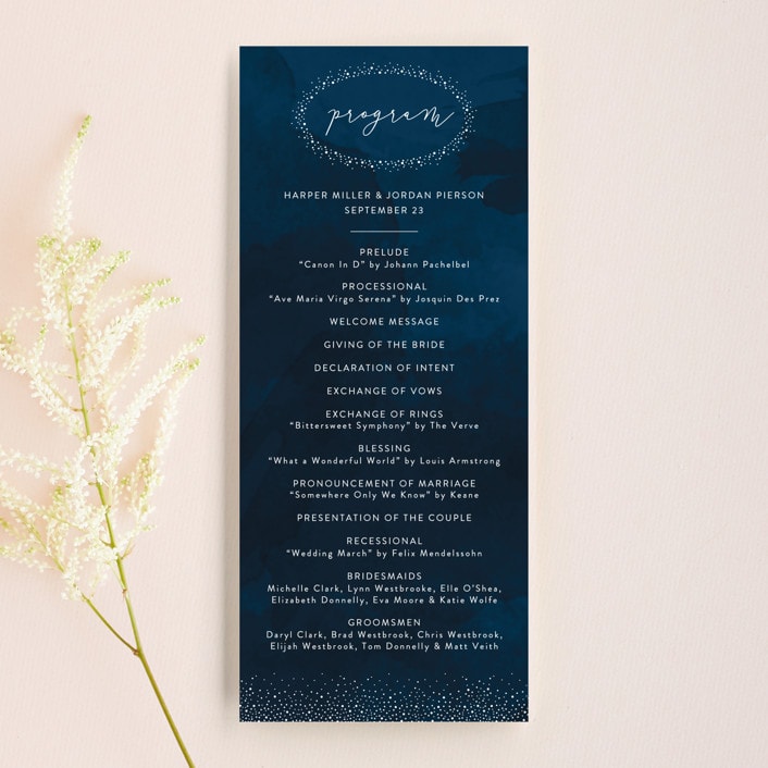 "tiny dots" - Wedding Programs in Sapphire by Erin Deegan - Front