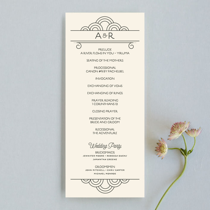 "Deco Nouveau" - Wedding Programs in Cream by GeekInk Design - Front